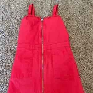 Red zipper front dress